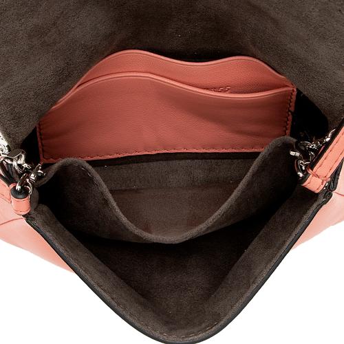 Fendi Nappa Leather Fox Fur Crystal Micro Buggie Baguette Bag