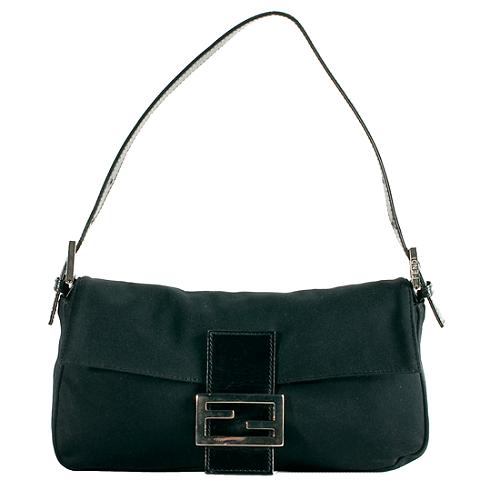 Fendi Nylon Baguette Shoulder Handbag