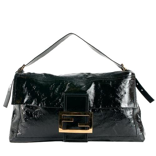 Fendi Patent Leather Maxi XL Baguette Shoulder Bag