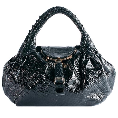 Fendi Patent Leather Spy Satchel Handbag