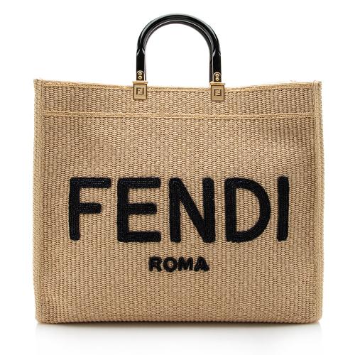 Fendi Raffia Sunshine Large Shopper Tote