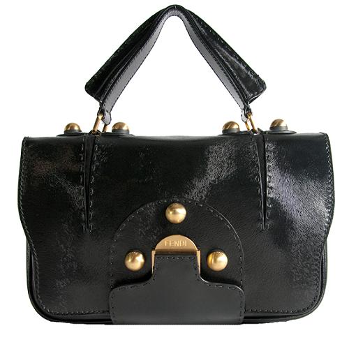 Fendi Patent Leather Secret Code Satchel Handbag