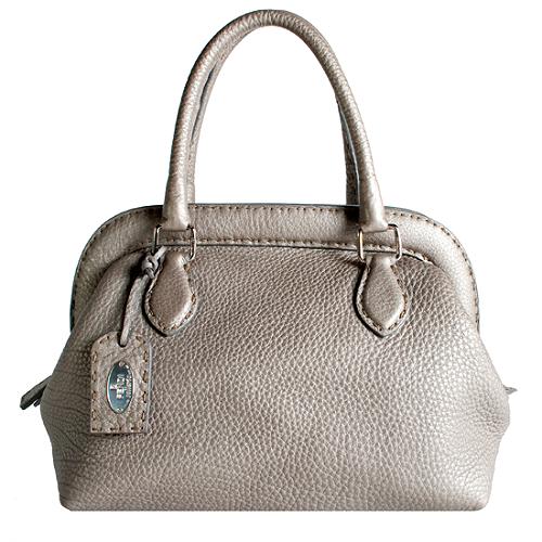 Fendi Selleria Leather Framed Satchel Handbag