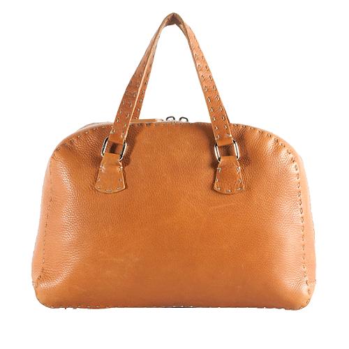 Fendi Selleria Leather Top Zip Satchel Handbag