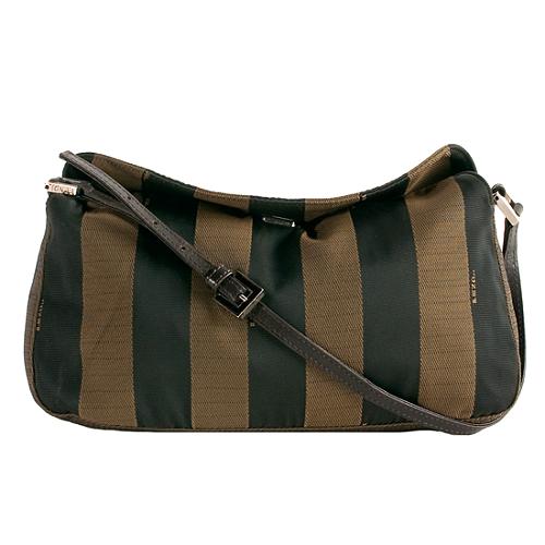 Fendi Striped Canvas Shoulder Handbag
