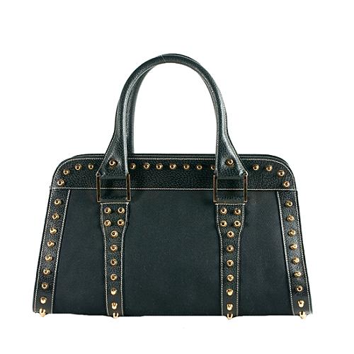 Fendi Studded Top Handle Zip Satchel Handbag