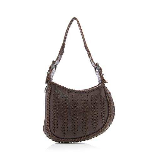 Fendi Woven Leather Oyster Shoulder Bag
