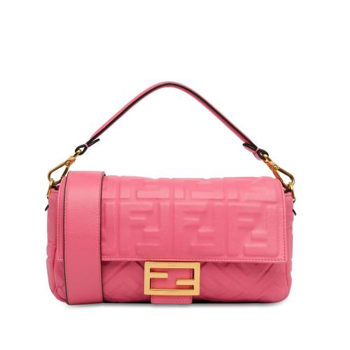 Fendi Zucca Embossed Baguette Satchel