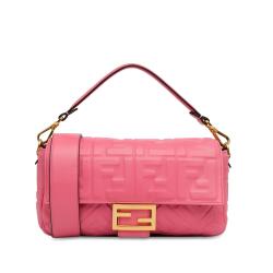 Fendi Zucca Embossed Baguette Satchel