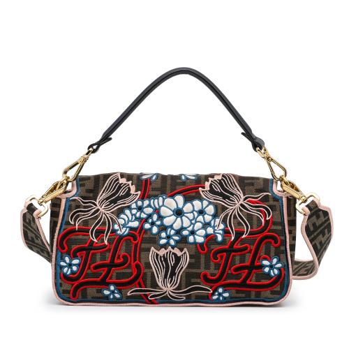 Fendi Zucca Embroidered Karligraphy Baguette