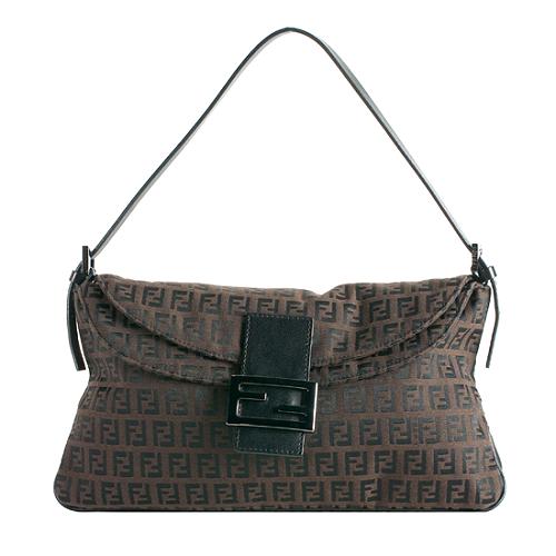 Fendi Zucchino Double Flap Shoulder Bag