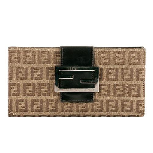 Fendi Zucchino and Leather Continental Wallet