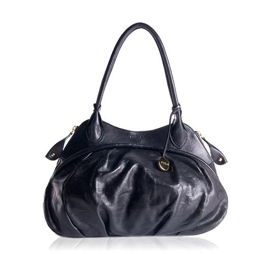 Furla 'Clara' Shiny Grain Leather Satchel Handbag