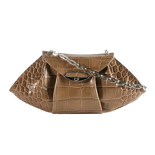 Furla Croc Embossed Brera Chain Shoulder Handbag