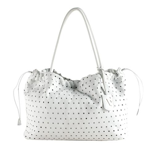 Furla Perforated Leather Violet Shopper Tote