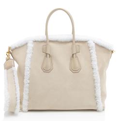 Givenchy Suede Shearling Antigona Small Satchel