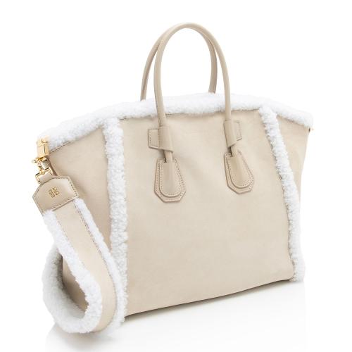 Givenchy Suede Shearling Antigona Small Satchel