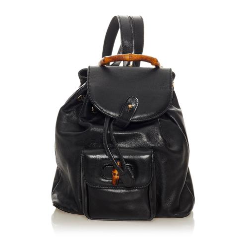 Gucci Bamboo Drawstring Leather Backpack