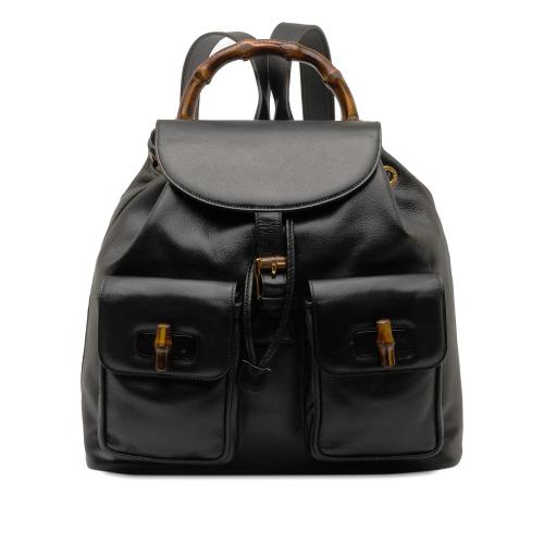 Gucci Bamboo Drawstring Leather Backpack