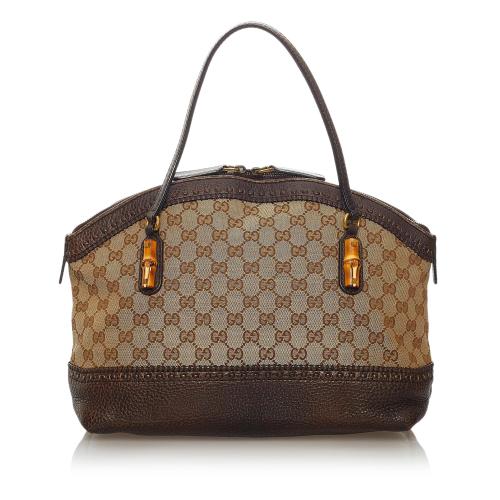 Gucci Bamboo GG Canvas Crafty Handbag