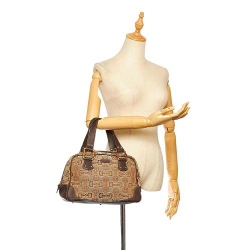 Gucci Bamboo Horsebit Canvas Handbag