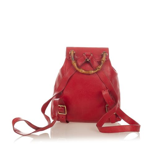Gucci Bamboo Leather Drawstring Backpack