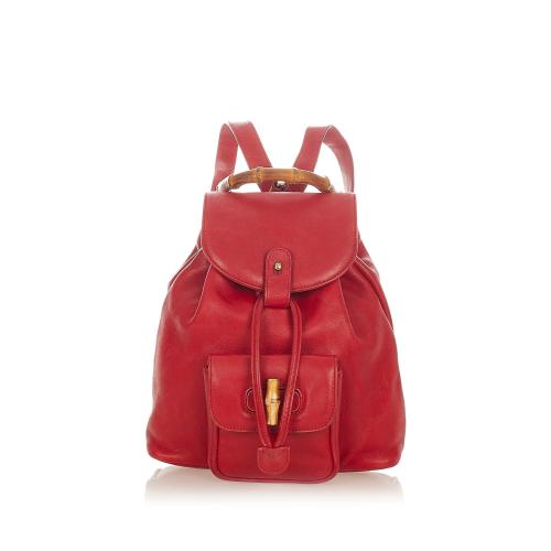 Gucci Bamboo Leather Drawstring Backpack