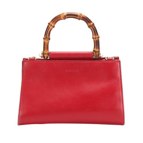 Gucci Bamboo Nymphaea Leather Satchel