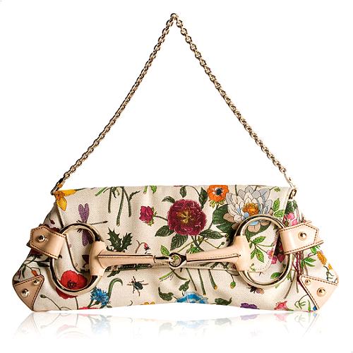 Gucci Botanical Floral Horsebit Flap Handbag