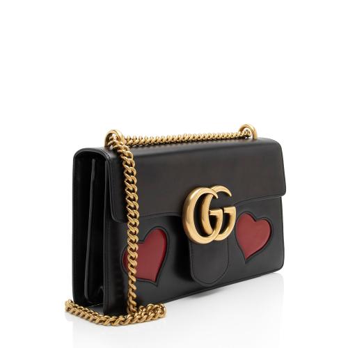 Gucci Calfskin Malaga Kid Heart GG Marmont Small Flap Shoulder Bag