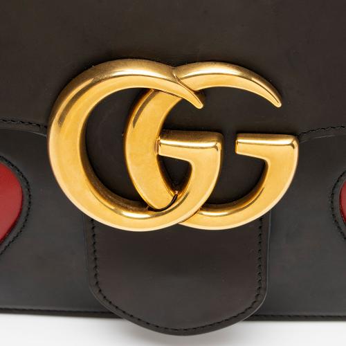 Gucci Calfskin Malaga Kid Heart GG Marmont Small Flap Bag