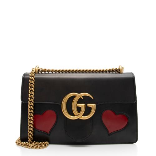 Gucci Calfskin Malaga Kid Heart GG Marmont Small Flap Bag