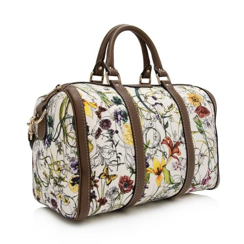 Gucci Canvas Flora Joy Convertible Medium Boston Bag