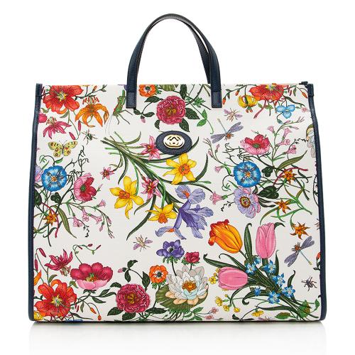 Gucci Canvas Flora Large Tote