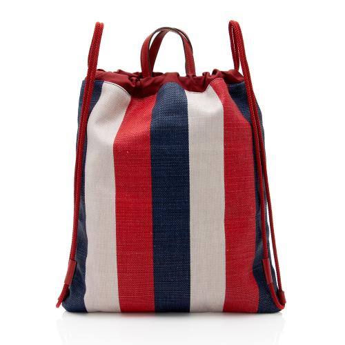 Gucci Canvas Sylvie Stripe Logo Drawstring Backpack