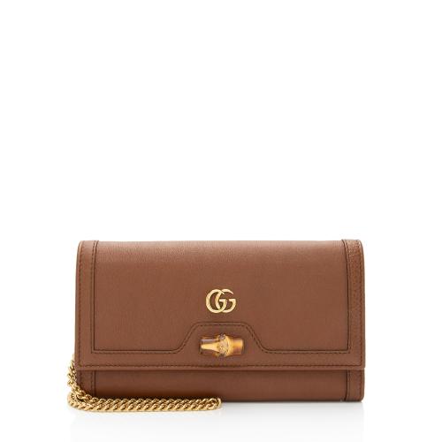 Gucci Leather Bamboo Diana Chain Wallet
