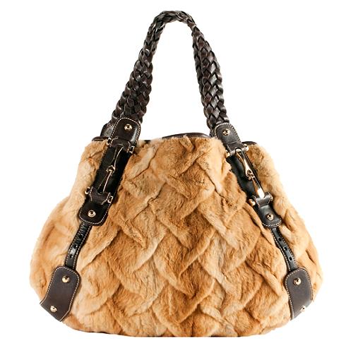 Gucci Fur Pelham Medium Shoulder Handbag