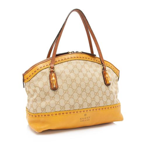 Gucci GG Canvas Bamboo Laidback Crafty Dome Satchel