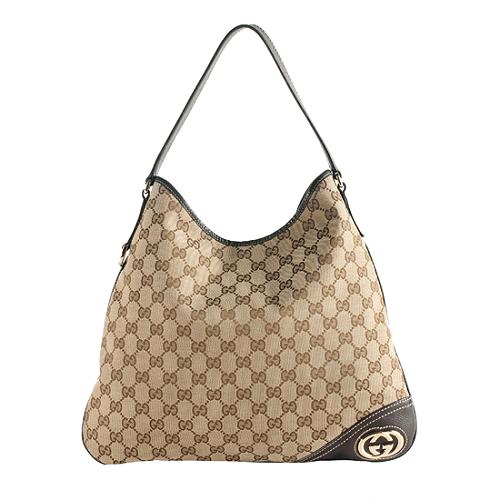 Gucci GG Canvas Britt Medium Hobo Handbag