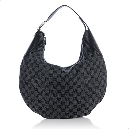 Gucci Hobo Bag GG Canvas Half Moon Black - Gucci Bags