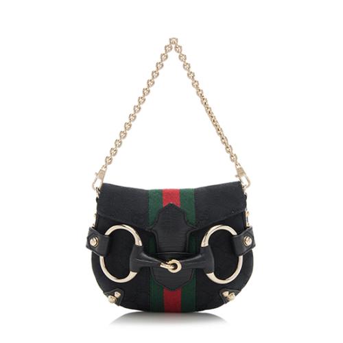 Gucci GG Canvas Horsebit Web Mini Shoulder Bag