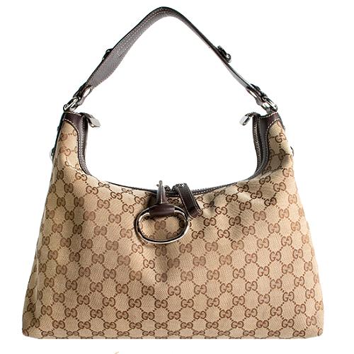Gucci GG Canvas Icon Bit Medium Hobo Handbag