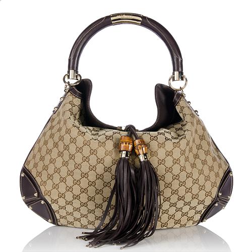 Gucci GG Canvas Indy Large Top Handle Satchel