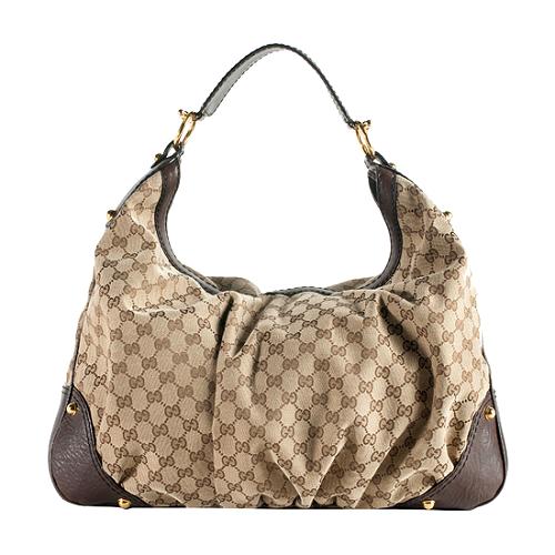 Gucci GG Canvas Jockey Large Hobo Handbag