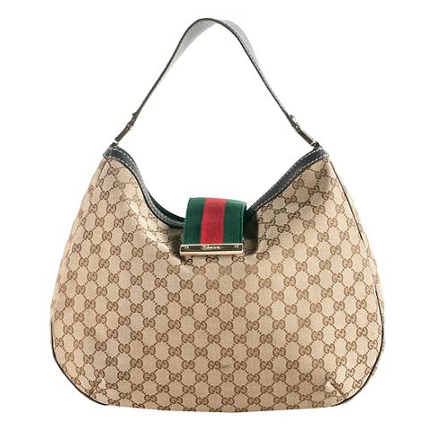  Gucci GG Canvas Ladies Web Large Hobo Bag