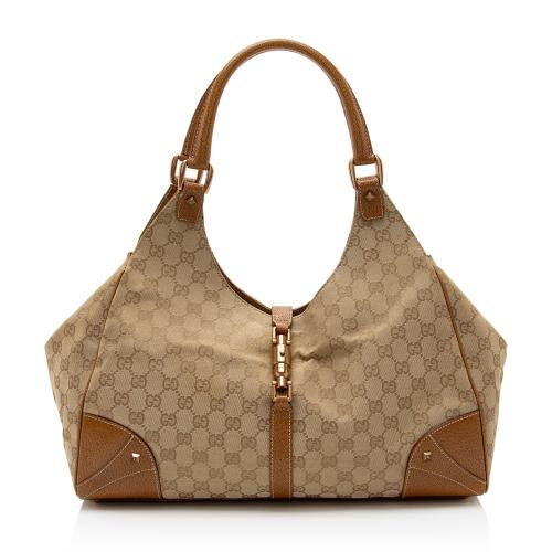 Gucci GG Canvas Nailhead Bardot Large Shoulder Bag