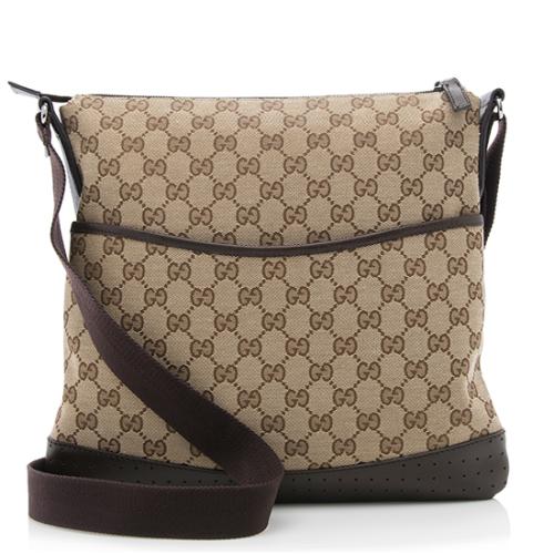 Gucci GG Canvas & Perforated Leather Messenger - FINAL SALE