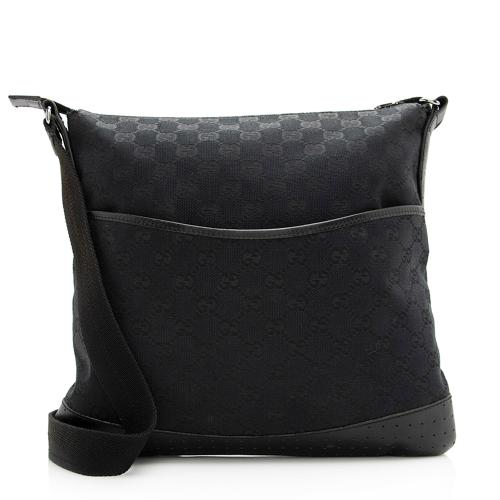 Gucci GG Canvas Perforated Leather Messenger Bag