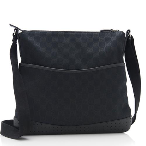 Gucci GG Canvas Perforated Leather Messenger Bag