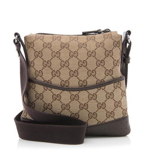 Gucci GG Canvas Perforated Leather Small Messenger - FINAL SALE